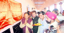 Chief Minister BC Khanduri during the foundation stone-laying ceremony at Sitarganj on Monday.