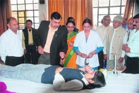 Deputy Commissioner Ashok Sangwan at the blood donation camp at Hindu Girls College in Jagadhari