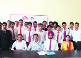 The selected students of Emax School of Engineering with the members of MSME Institute and Reliance Communications