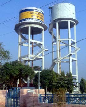 A water tank in Badal village being used for political blitzkrieg