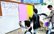 Students of Postgraduate Government College, Sector 11, organised an event to pay tribute to the 26/11 Mumbai attack victims in Chandigarh on Tuesday.