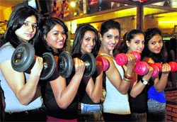 Participants in the Miss Body Beautiful contest organised in Dehradun on Tuesday