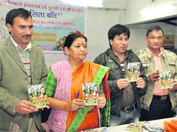 Uttarakhand Culture Minister Vijaya Barthwal releases a Garhwali-Kumaoni video album at a function in Dehradun on Tuesday