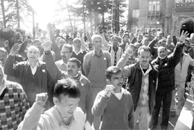 Employees of the AG office hold a protest in support of their demands in Shimla on Tuesday. 