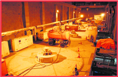 Work in progress at the underground powerhouse cavern of Chamera project-III in Chamba. 