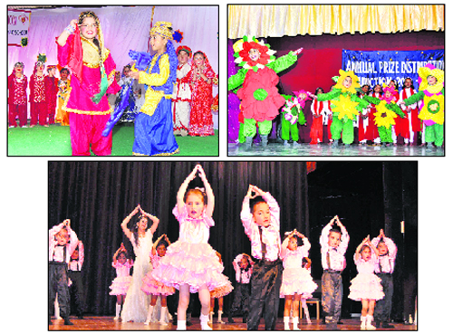  Students of Bachpan School perform during the annual day function at Dharamsala; children at the prize-distribution ceremony at St Thomas School in Shimla; and students display their skills at the annual day function of DAV School at Gaiety Theatre in Shimla. 