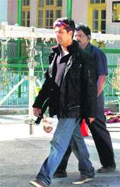 Director Karan Johar during the shoot of Student of the Year in Shimla. 