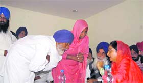 Harsimrat Kaur listens to grievances of the people during a Sangat Darshan in Gidderbaha