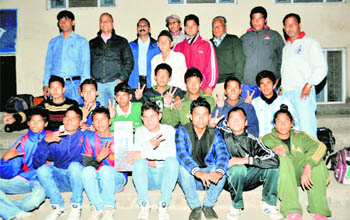 The under-16 football team of the Dehradun Football Association that won the state championship held recently at Uttarkashi, in Dehradun on Wednesday. 