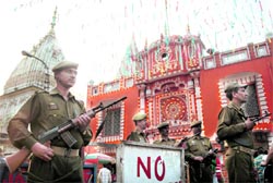 Ahead of President Pratibha Patils visit to the City of Temples, security has been beefed up around Raghunath Temple in Jammu on Wednesday