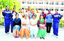 The winning team of GHG Harprakash College of Education for Women are all smiles in Ludhiana.