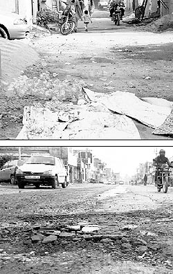 (Above) Garbage thrown on the road in Ward No 13