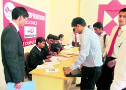 Students of Emax Group of Institutions register themselves in a placement drive in Ambala
