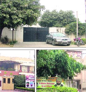 (Clockwise) Houses of former MP Gurcharan Singh Galibs relative, former Congress minister Malkit Singh Birmi and Congress MLA Harmohinder Singh Pardhan in Sarabha Nagar, Ludhiana