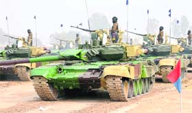 Soldiers rehearse for the November 27 ceremony at the Black Elephant Division, Patiala