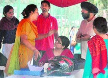 Officials exhange heated arguments during the match