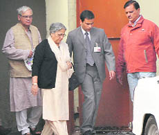 Gursharan Kaur, wife of Prime Minister Manmohan Singh, at the Ludhiana railway station on Friday. 