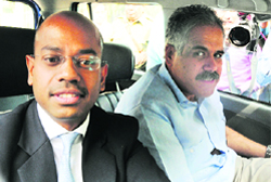 Rahul Bhatia, co-founder, IndiGo Airlines, with president Aditya Ghosh (L) after meeting the Prime Minister in New Delhi 