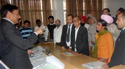 District and Sessions Judge SK Aggarwal talking to litigants during the monthy Lok Adalat held at the Bathinda courts on Saturday