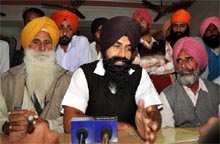 Office-bearers of the Bhullar Bhaichara Committee addressing the media in Bathinda on Saturday