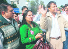 Parents protest at St Kabir School in Sector 26 of Chandigarh on Saturday. 