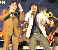 Amit (left) and Sumit Kumar perform at Leisure Valley in Sector 10 of Chandigarh on Saturday. 