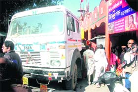 The truck that crushed a woman to death near Dehradun on Saturday