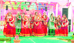 Students present a dance during the annual fest Navrang 2011 organised at the Dronacharya College of Education, Rait