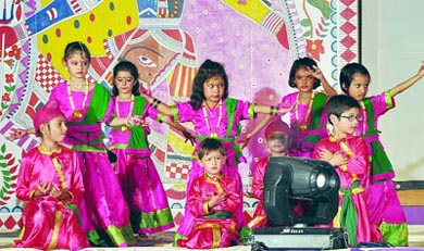 Students of Cambridge International School perform at the annual function In Phagwara on Saturday