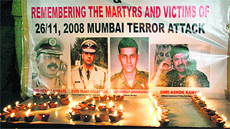 Tributes paid to the martyrs and victims of the 26/11 Mumbai terrorist attack in Jammu on Saturday. Tribune photo: Inderjeet Singh