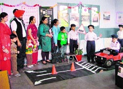 Students of BCM Arya Model Senior Secondary School during their annual exhibition