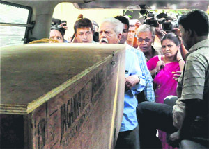 Kishenjis body being received by his relatives in West Midnapore district of West Bengal on Saturday.  PTI