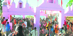 A view of the Bhukhal mela in Pauri Garhwal district.