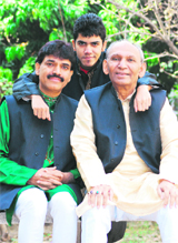Ustad Ghulam Abbas Khan, Ghulam Hassan Khan and Ustad Ghulam Sadiq Khan, (clockwise)