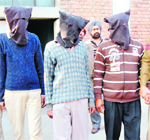 Three members of a gang of vehicle thieves in police custody in Amritsar on Monday.