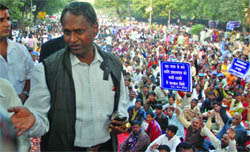 The All-India Confederation of SC/ST Organisations hold a rally to demand the approval of their version of the Lokpal Bill in New Delhi