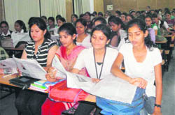 Students of DAV Girls College participate in an employability enhancement programme in Yamunanagar
