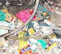 Empty liquor bottles found lying on the premises of GND hospital in Amritsar on Tuesday.