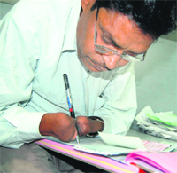 Manohar Lal in his office. 