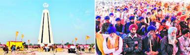 The Wada Ghallughara Memorial, which was inaugurated on Tuesday, did not draw any visitor (left) even as people flocked to an SAD rally at Kup Rohira village near Mandi Ahmedgarh. 