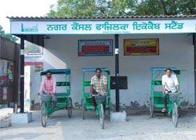 Eco-cab stand constructed in different parts of the town by the Municipal Council, Fazilka