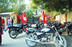 Vehicles parked haphazardly in front the main gate of the Government Rajindra College in Bathinda