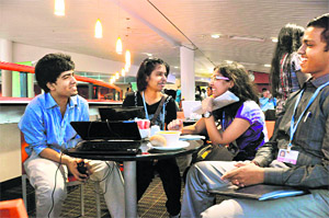 The four Indian students at the climate change conference in Durban