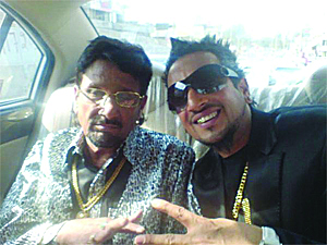 A file photo of Punjabi pop star Jazzy B with Kuldeep Manak.