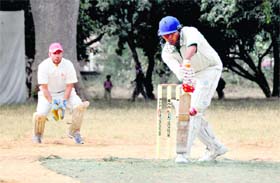 Batsman in action in a match in the 20-20 Challengers Cup Cricket Tournament in Dehradun on Thursday.