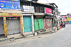 A market in Dharamsala wears a deserted look due to a bandh observed by traders against the FDI on Thursday. 