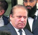 Former PM of Pakistan Nawaz Sharif leaves the SC in Islamabad. 
