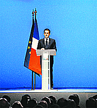 French President Nicolas Sarkozy delivers a speech on the European debt crisis on Thursday in Toulon. He said he was convinced the European Central Bank, which "is and will remain independent", would act to counter the threat of the eurozone crisis. 