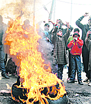 A group of Shia Muslims holds a protest in Srinagar on Friday