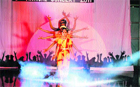 Students perform on the annual day celebrations of Harvest International School in Jagraon.